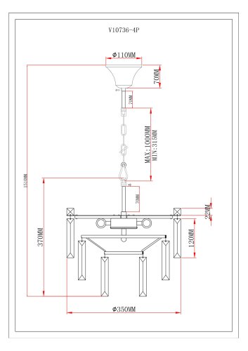 Люстра подвесная Moderli V10736-4P Crystal