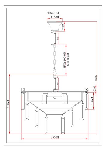 Люстра подвесная Moderli V10738-9P Crystal