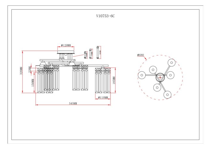 Люстра потолочная Moderli V10753-6C Everly