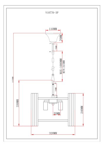 Светильник подвесной Moderli V10776-3P Monte