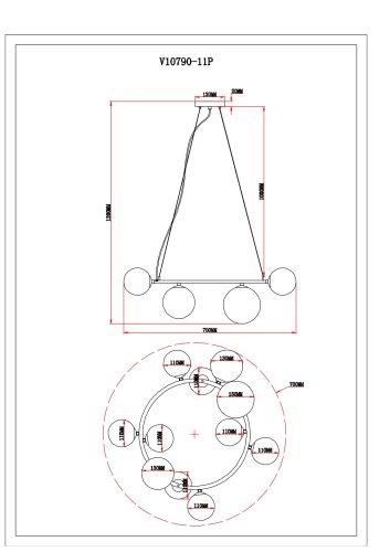 Светильник подвесной Moderli V10790-11P Renny