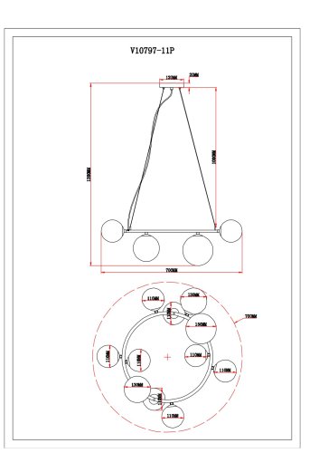 Светильник подвесной Moderli V10797-11P Renny