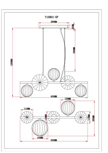 Светильник подвесной Moderli V10801-5P Renny