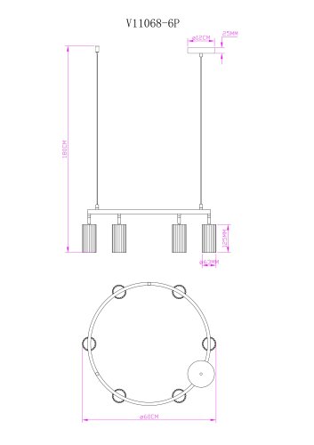Люстра подвесная Moderli V11068-6P Cora