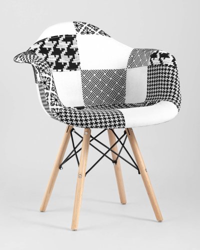 Кресло Eames DSW пэчворк черно-белое