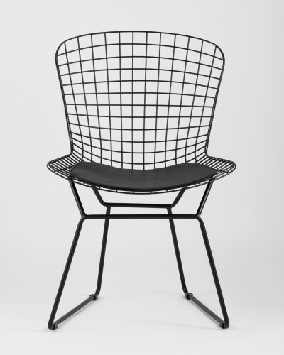 Стул обеденный Bertoia черный с черной подушкой 4 шт