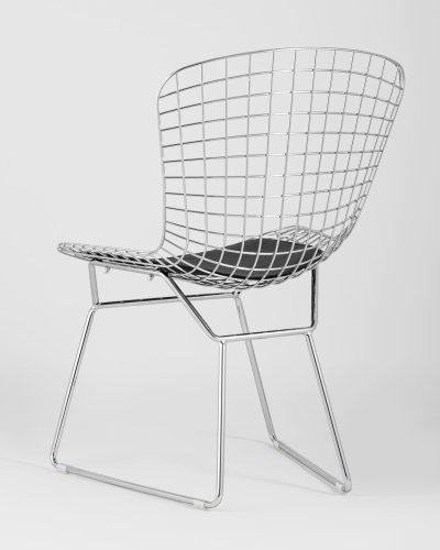 Стул обеденный Bertoia хромированный с черной подушкой 4 шт