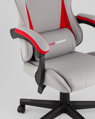Кресло спортивное TopChairs Phantom ткань серо-красный