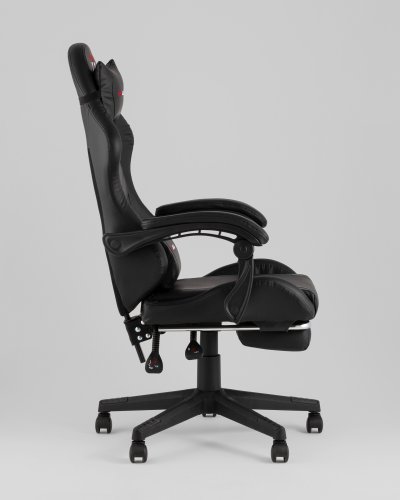 Кресло спортивное TopChairs Prophet с оттоманкой черный