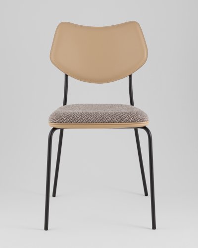 Стул обеденный Casey серо-коричневый с бежевой экокожей