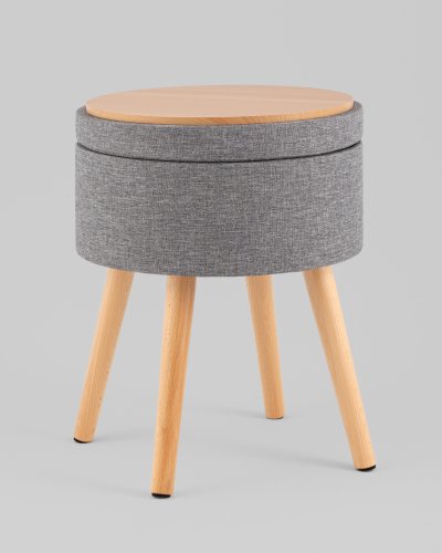 Пуф с ящиком Store Woody рогожка серая