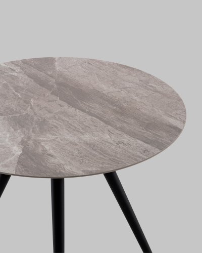 Стол Ники круглый столешница керамика Italian light grey 800