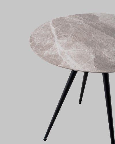 Стол Ники круглый столешница керамика Italian light grey 900