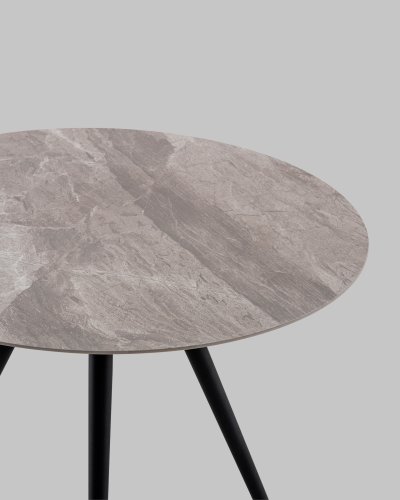 Стол Ники круглый столешница керамика Italian light grey 900