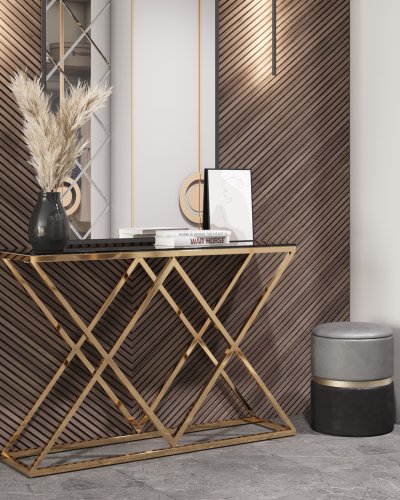 Консоль ИНСИГНИЯ 115*30 золото стекло smoke