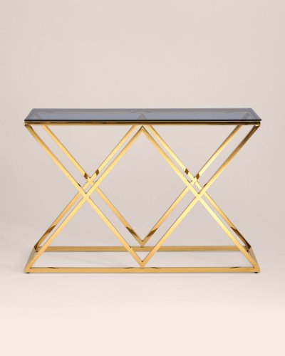 Консоль ИНСИГНИЯ 115*30 золото стекло smoke