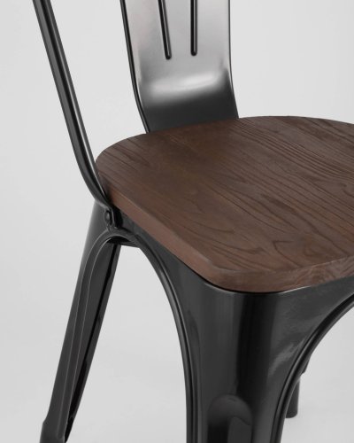 Стул TOLIX WOOD черный глянцевый