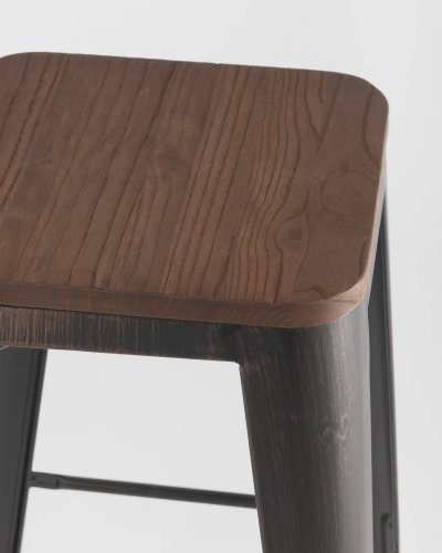 Стул барный TOLIX WOOD черный патина золото