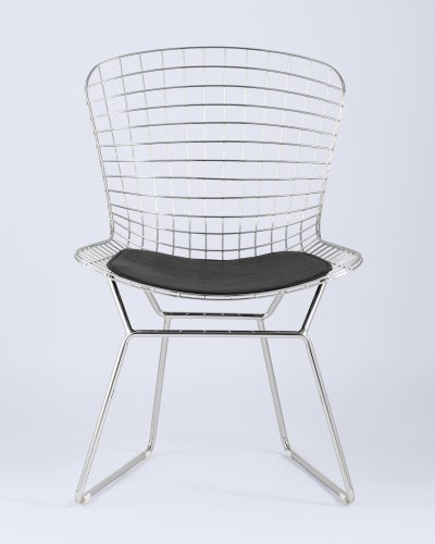 Стул обеденный Bertoia хромированный с черной подушкой