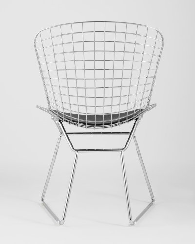 Стул обеденный Bertoia хромированный с черной подушкой