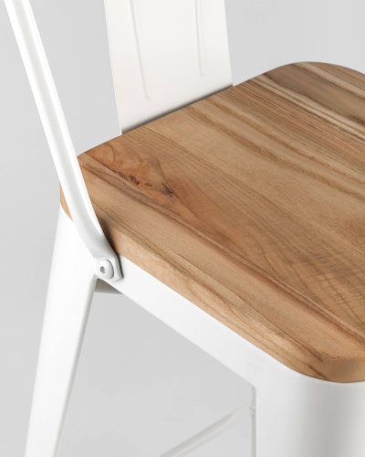 Стул полубарный TOLIX WOOD со спинкой белый глянцевый