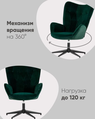 Кресло Филадельфия велюр изумрудный ножка черная
