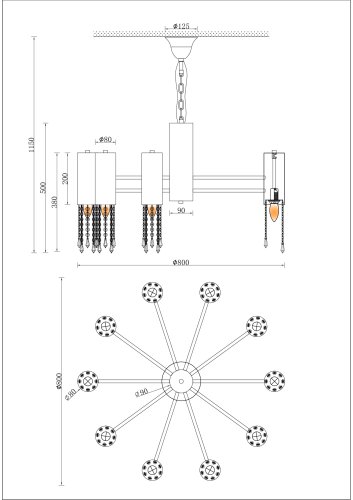 Люстра подвесная Moderli V10010-10P Klimand