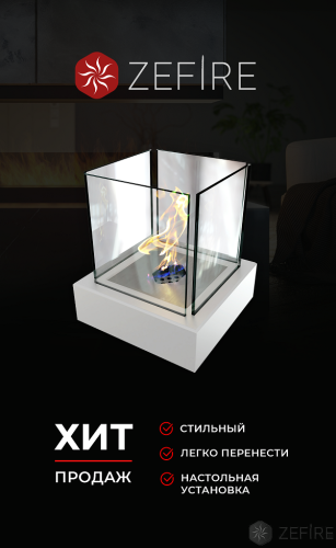 Биокамин Quant metall белый