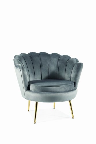 Кресло SIGNAL CAMELLIA Velvet Bluvel 14 (серый/золотой)