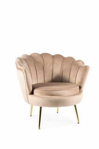 Кресло SIGNAL CAMELLIA Velvet Bluvel 28 (бежевый/золотой)