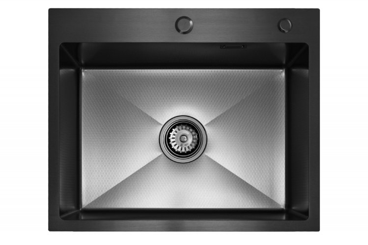Кухонная мойка из нержавейки BLANTEK LS-5848HN Honeycomb Nano black