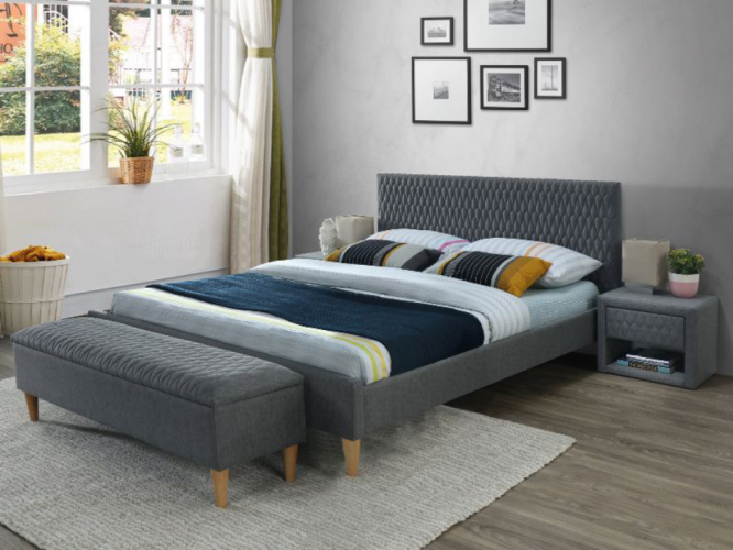 Кровать Signal AZURRO VELVET BLUVEL 14 (серый/дуб) 140/200