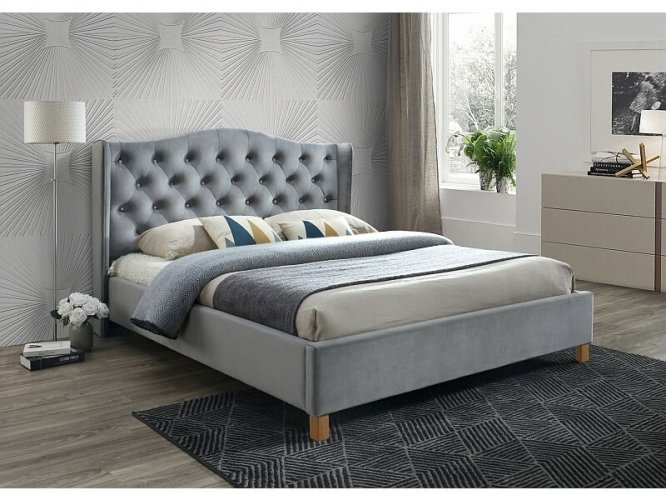 Кровать Signal ASPEN VELVET BLUVEL 14 (серый/дуб) 180/200