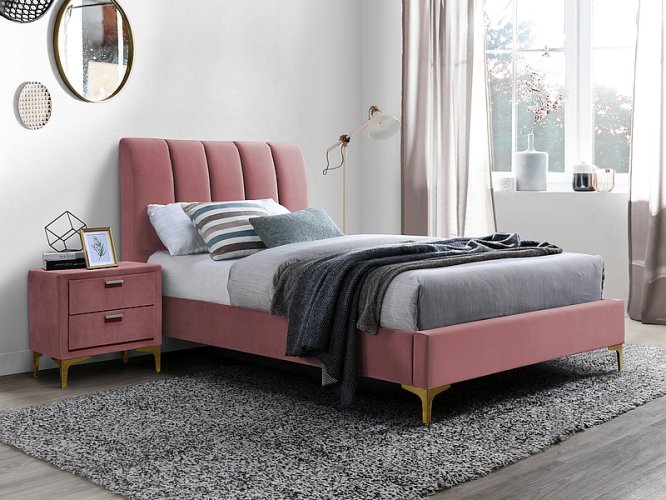 Кровать Signal MIRAGE VELVET TAP. 185 (античный розовый/золотой) 90/200