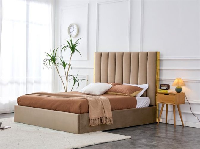 Кровать Halmar PALAZZO (бежевый/золотой) 160/200