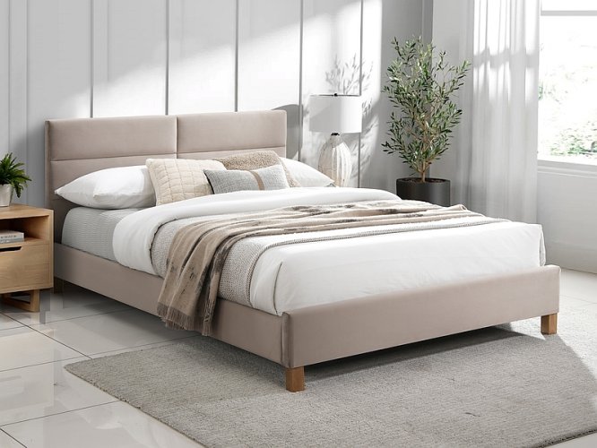 Кровать Signal SIERRA Velvet Bluvel 28 (бежевый/дуб) 120/200