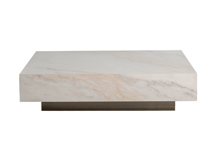 57EL-93601 Стол журнальный АГАТ (AGATE) светлый керамический 120*80*29см