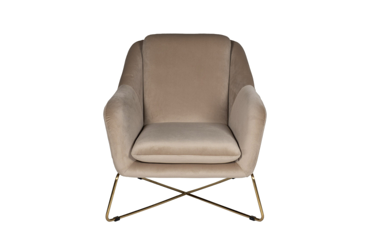Кресло велюровое бежевое/матовое золото 46AS-AR2976-BG