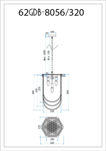 Люстра подвесная изящная 62GDM-8056-320