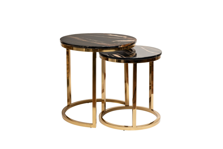Набор из 2х журнальных столиков (искусственный мрамор/золото) 57EL-ET101B-BL