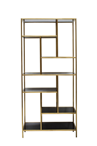 Стеллаж с черным стеклом (золотой) 46AS-SH1537-GOLD