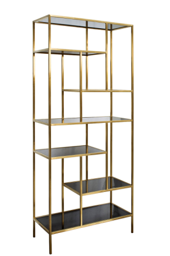 Стеллаж с черным стеклом (золотой) 46AS-SH1537-GOLD