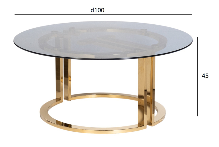 Стол журнальный Garda Decor темн.стекло/золото 47ED-GDCT002
