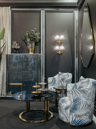 Стол журнальный Garda Decor темн.стекло/золото 47ED-GDCT002