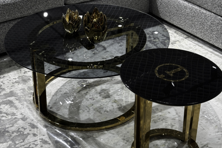 Стол журнальный Garda Decor темн.стекло/золото 47ED-GDCT002