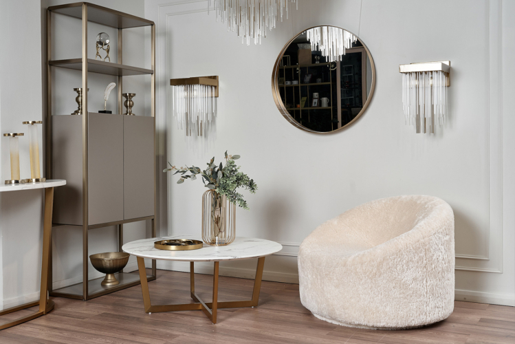 Стол журнальный круглый (искусственный мрамор), 40,6 см 33FS-CT2029-BBS