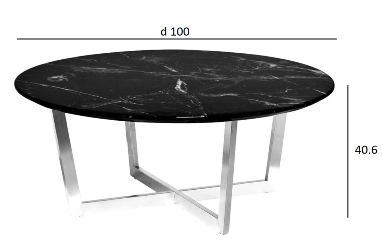 Стол журнальный круглый (искусственный мрамор), 40,6 см 33FS-CT2029-BBS