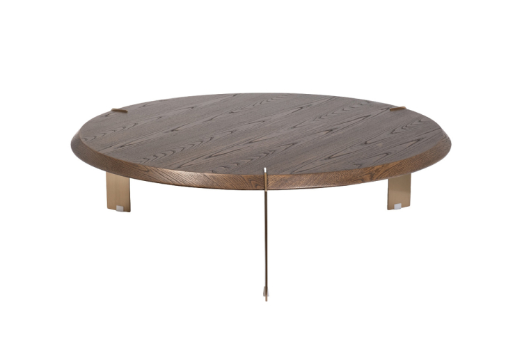 Стол журнальный круглый темный шпон KFG203