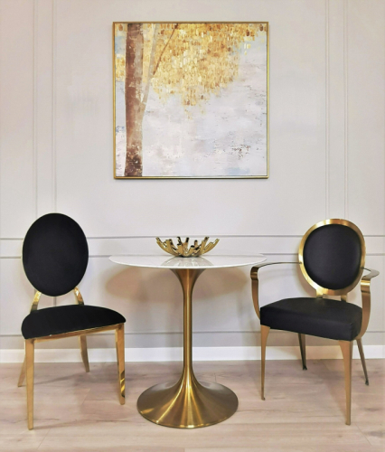 Стол обеденный белый Tulip Marble Brass