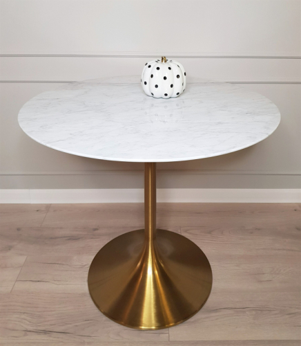 Стол обеденный белый Tulip Marble Brass